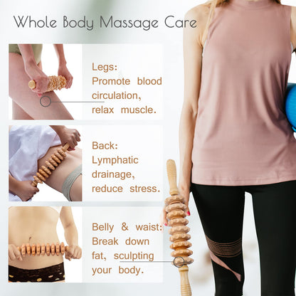 Wooden Massage Roller Wood Therapy Massage Tools for Body Shaping, Anti Cellulite Wood Roller Masssager, Manuel Wooden Fascia Massage Roller, Wood Body Sculpting Tools, Wood Body Massage Roller