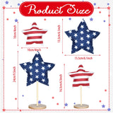 Bucherry 5 Set 4th of July Decoration Patriotic Fabric Star Ornaments Independence Day Wood Sign Star Wooden Stand Memorial Labor Day Tiered Tray Decor American Table Decor(Classic Style) Bucherry