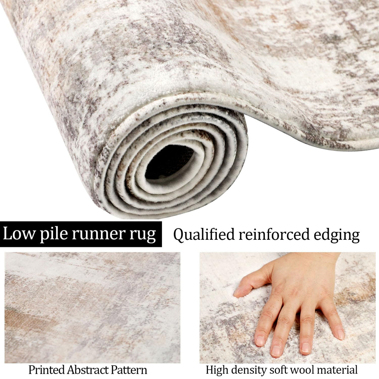 famibay Hallway Runner Rug 8 ft, Washable Runner Rugs with Rubber Backing Modern Abstract Runner Rug Non Slip Soft Low Pile Long Carpet Runners for Hallway Kitchen Entryway Bathroom(Beige/Camel) famibay