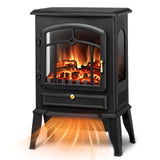 22" Electric Fireplace Heater,Freestanding Fireplace Stove with Realistic Flames,1000/1500W Fireplace Heater with Overheating Protection,Adjustable Flame Brightness(Black) Joy Pebble