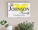 Family Name Sign with Established Date PERSONALIZED Wedding Gift For Couple Custom Wall Decor EST. Date - SOLID WOOD - 16.5" X10.5" (LEMON) Broad Bay