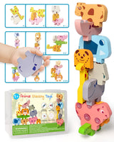 Vaiheng Toys for Toddlers 1-3, Montessori Toys for 1 2 3 4 Year Old Boys & Girls, Toys Age 2-4 0-2 Kids Baby, 1 2 3 Year Old Girls Boys Gifts, Wooden Animal Blocks Stacking Education Puzzles Toys Vaiheng
