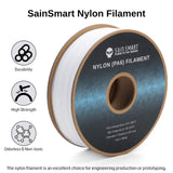 SainSmart PA6 Nylon Filament 1.75mm 3D Printer Filament, 1kg Cardboard Spool(2.2lbs), Dimensional Accuracy +/- 0.04 mm, Fit Most FDM Printer (White) SainSmart