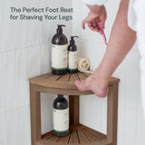 ROHKEX Corner Shower Stool HIPS - Waterproof Shower Bench for Shaving Legs - Easily Assembled Shower Organizer - Shower Seat for Inside Shower (Brown) ROHKEX