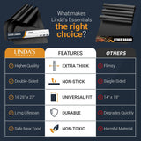 Oven Liners for Bottom of Oven - 3 Pack Large Heavy Duty Mats, 16.25”x23” Non-Stick Reusable Liner for Electric, Gas, Toaster Ovens, Grills - BPA & PFOA Free Oven Cleaning Kitchen Accessory (Black) Linda's Essentials