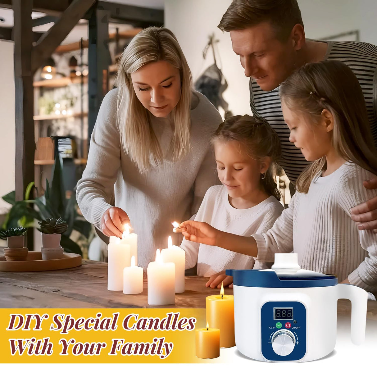 KQU Beeswax Candle Making Kit for Adults, 5lb Beeswax, LED Display Wax Melter, Cotton Wick, Wick Stickers KQU