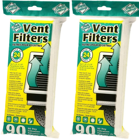 Dust Control Vent Filters - Pack of 48 | Traps Dirt, Dust, Smoke, Pollen Size Particles | Provides Fresh, Filtered Air for Bathrooms, Bedrooms, Kitchen, Family Rooms. Dust Control