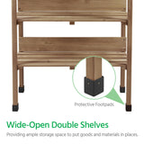 Topeakmart Potting Bench Table w/Metal Tabletop for Garden, Fir Wood Workstation w/3 Tier Shelves, Outdoor Work Bench w/Hook Brown Topeakmart