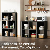 COMHOMA 6 Wood Cube Storage Organizer with Open Back and Removable Back Panels, 11In Black Cube Storage Bookshelf, Cubicle Shelf Bookcase for Home Office Bedroom Living Room, Vertical or Horizontal COMHOMA