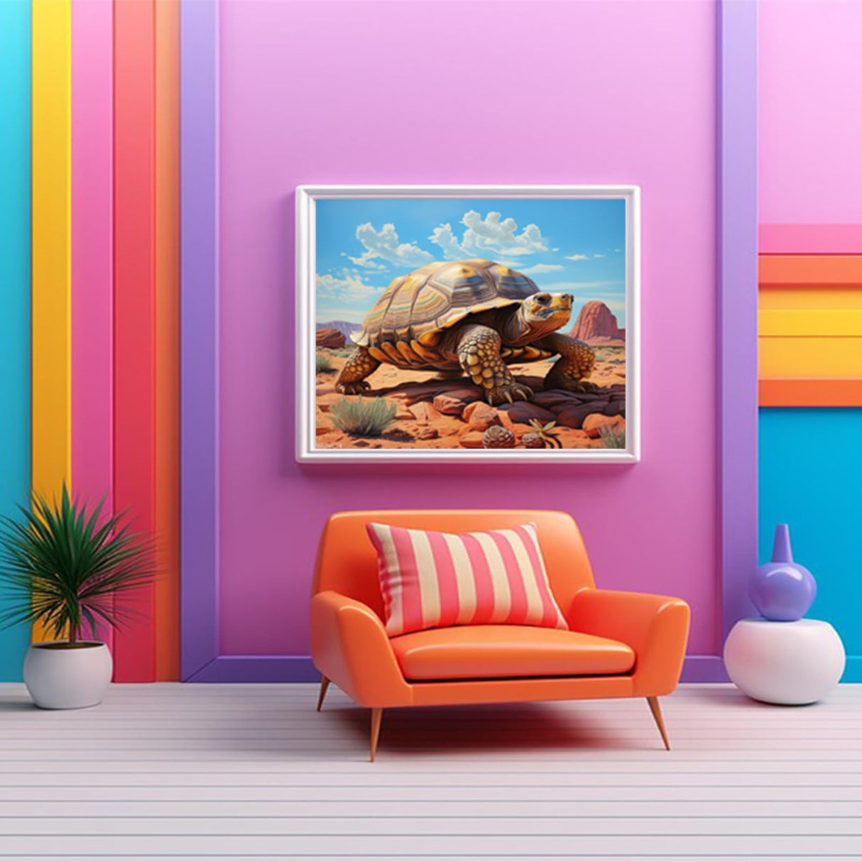 WUIVCTR DIY Easy Acrylic Paint by Number Kits on Canvas, Animal Turtle in Desert, Create Works of Art Easily, 40x50cm, Without Frame WUIVCTR