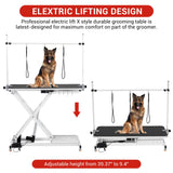 Garvee Electric Dog Grooming Table, Adjustable Height 9.4"-39.4", 264Lb Capacity, Foot Control, Anti-slip Wheels, Tool Organizer, Dog Grooming Station, 47" White Garvee