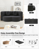 HANXIN Futon Twin Size Sofa Bed, 76 Inch Boneless Couch for Living Room, Floor Loveseat Sleeper with Pull Out Bed, 2-in-1 Folding Convertible Couch Bed for Small Space, Bedroom (Black) HANXIN