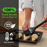 HOTEC Basting Brushes Silicone Heat Resistant Pastry Brushes Spread Oil Butter Sauce Marinades for BBQ Grill Barbecue Baking Kitchen Cooking BPA Free Dishwasher Safe (Black 2) HOTEC