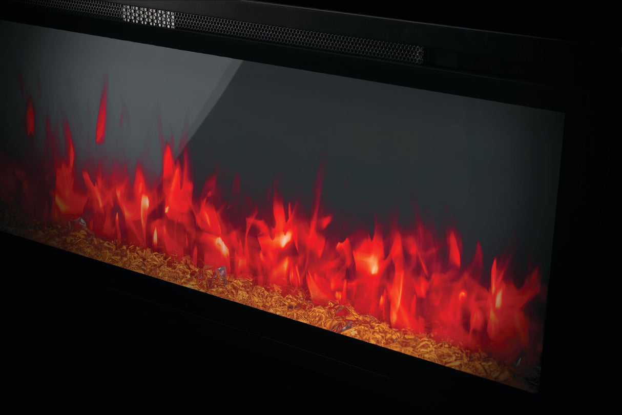 Napoleon Entice 72 - NEFL72CFH - Wall Hanging Electric Fireplace, 72-in, Black, Glass Front, Glass Crystal Ember Bed, Multiple Flame Colors, Remote Included Napoleon