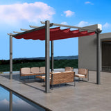 Kozyard Morgan Outdoor Retractable Pergola with Sun Shade Canopy Patio Aluminum Pergola Shelter for Backyard Deck Garden Modern Metal Grill Gazebo (10' x 13', Burgundy) Kozyard