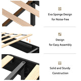 madeslves Wooden Bed Frame Queen Size with Headboard & Sliding Barn Door Storage Footboard, Farmhouse Platform Bedframe with Charging Station & Lights, No Box Spring Needed, Black madeslves