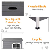PawHut 31" L Wooden Decorative Dog Cage Kennel Wire Door with Lock Small Animal House with Openable Top Removable Bottom Grey Aosom