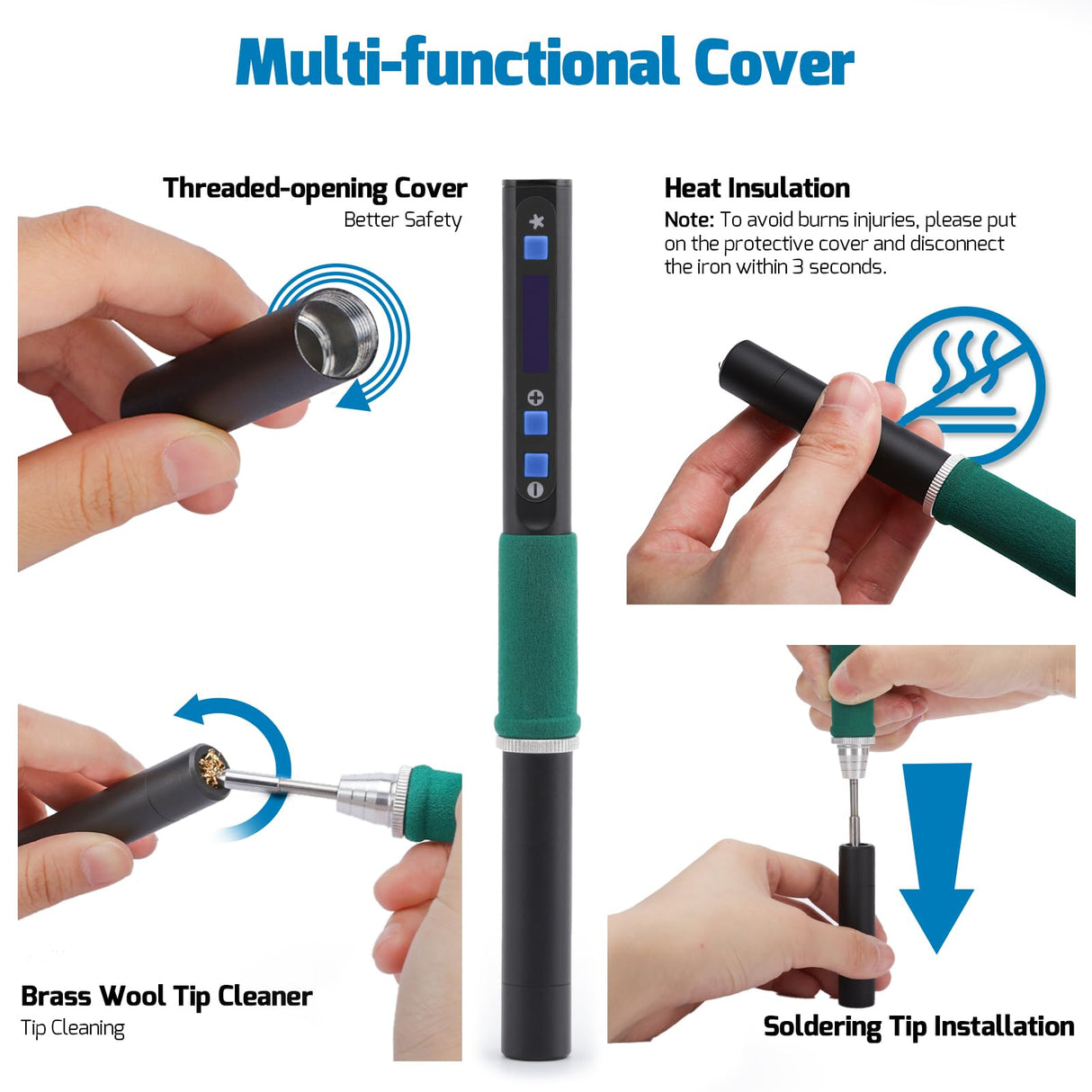 WEP 928D-IV Soldering Iron Kit with Fast Heating with C235 Tip, Dynamic Screen, Compact USB Soldering Iron with Tool Bag, Multi-Functional Cover, Type-C Charging, Sleep Mode, PD/QC Protocols WEP