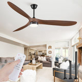 Fanbulous 70 inch Propeller Ceiling Fan With Light, Led Large Ceiling Fan with 6 Speeds, 3 ABS Wood Grain Blades Outdoor Ceiling Fans for Patios, Porch, Bedroom, 1/4/8H Timing- Deep Walnut Fanbulous