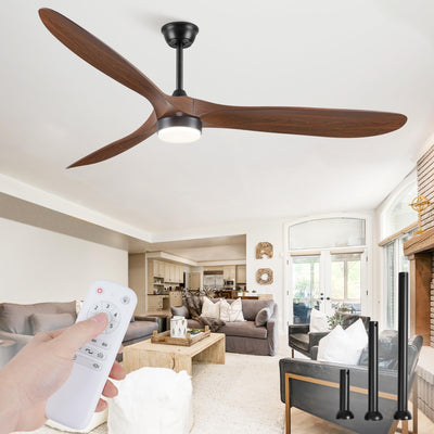 Fanbulous 70 inch Propeller Ceiling Fan With Light, Led Large Ceiling Fan with 6 Speeds, 3 ABS Wood Grain Blades Outdoor Ceiling Fans for Patios, Porch, Bedroom, 1/4/8H Timing- Deep Walnut