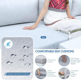 NICESOUL Extra Large Aluminum Patio Furniture Set with Chaise Lounge, All-Weather 29" Wide Seats Outdoor Sofa Conversation Set, 16 Piece Modern Sectional Couch for 14 Seats, for Garden, Light Gray NICESOUL