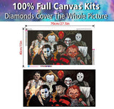 KYOQFVN Halloween Diamond Painting Kits for Adults,5D Full Round Diamond Halloween Clown Diamond Art Kit, Large Dots Diamond Painting for Beginners, DIY Beads for Home Wall Decor, 27.5" x 15" KYOQFVN