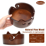 Wooden Cat Yarn Bowl, Large Polished Crochet Bowl Accessories for Knitting and Crocheting Gift for Knitters and Yarn Lovers, 7.5"X4.33" Hotlea