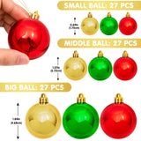Whaline Christmas Ball Garland Ball Ornaments 6ft Bauble Garland Christmas Tree Ball Decorations Shatterproof Ball Ornament for Xmas Party Supplies, Indoor Outdoor Home Office, Red Green Gold Whaline