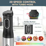 LINKChef 7 in 1 Immersion Blender Scratch Resistant, 2 Titanium Steel Blades 800W Hand Blender, 20 Speed and Turbo Mode Stick Blender Immersion with Whisk, Milk Frother, Food Processor, Beaker LINKChef