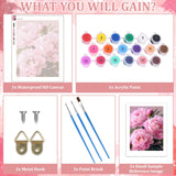 MAXBYE Pink Peony Paint by Numbers for Adults, Flower Paint by Number on Canvas Without Frame, DIY Easy Oil Painting for Home Wall Decor Gift 12x16inch MAXBYE