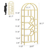 CABIHOME Bookshelf 6-Tier Arched, 82" Tall Modern Bookcase with Geometric Metal Frame, Gold and White Large Open Storage Shelf for Living Room, Home, Office CABIHOME