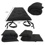 D&D Futon Furniture Full Size Black Traditional Japanese Floor Futon Mattresses 80 x 54 x 3, Foldable Cotton Cushion Mats, Yoga, Meditation D&D Futon Furniture