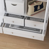 Homsee 4 Doors Armoire Wardrobe Closet with Mirror, Hanging Rod& 6 Drawers, Bedroom Armoires Cabinet with 4 Tier Adjustable Shelves, White (63”W x 19.7”D x 78.7”H) Homsee