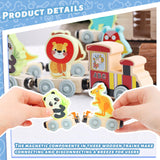 LovesTown 11PCS Magnetic Wooden Animals Train Set, Montessori Toys for Toddlers Toys for Preschool Learning Activities Birthday Kids Boys Girls LovesTown