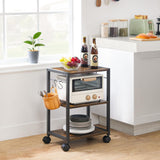 MAHANCRIS Printer Stand, 3-Tier Under Desk Printer Cart with Storage Shelf, Heavy Duty Printer Table with Wheels for Home and Office, Printer Shelf with 2 Hooks, Small Spaces, Rustic Brown PTHR4001Z MAHANCRIS