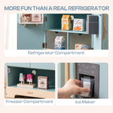 ROBUD Fridge Refrigerator with Ice Dispenser, Wooden Play Fridge Freezer Set for Kids, Toddler Kitchen Playset with Full Accessories Pretend Play Set, Gift for Boys & Girls, Age 3+ ROBUD