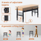 DAKITO 48" Heavy-Duty Workbench Adjustable Work Bench Work Table 2000 LB Load Capacity w/Hardwood Top, Power Outlets, Foot Pads and Metal Frame for Garage, Workshop, Office, Home, Workstation DAKITO