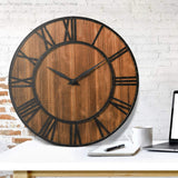 Tangkula 30 Inch Round Wall Clock, Farmhouse Large Wall Clock with Roman Numerals, Decorative Wooden Wall Clock, Come with AA Battery, Rustic Wall Clock Hanging for Home Office (Bronze+Brown) Tangkula
