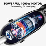 Immersion Blender Handheld Hand Blender, 1000W 5 in 1 Hand Mixer Stick, BPA-Free 12 Speed Handheld Blender 304 Stainless, Mixing Beaker, Chopper, Whisk, Milk Frother, Soup, Smoothies, Baby Food, Sauce Abuler