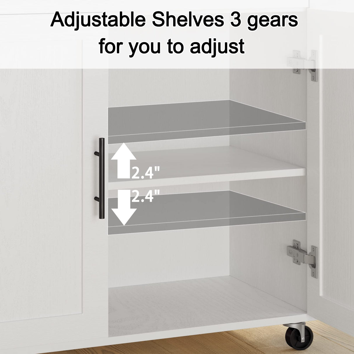 IRONCK White Rolling Kitchen Island with Drop Leaf, Storage Cabinet, and Spice Rack IRONCK