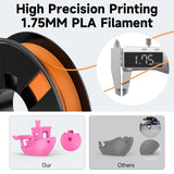 WEEDO PLA Filament 1.75mm Bundle for 3D Printer, 4 Rolls of 200g Bright Green/Orange/Gemstone Blue/Pink 3D Printer Filament, Dimensional Accuracy ±0.02mm, Clog-Free, Smoothly Feeding, Tangle-Free WEEDO