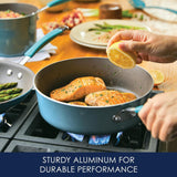 Rachael Ray Cucina Nonstick Cookware Pots and Pans Set, 12 Piece, Agave Blue Rachael Ray