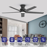ocioc 52 inch Ceiling Fans with Lights, Large Air Volume Ceiling Fans with Reversible Quiet DC Motor and Remote（Black） ocioc