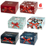 ARTLYMERS Boxes with Lids, 6 Pack Small Gift Boxes with Red Ribbon and Themed Pattern for Christmas Presents ARTLYMERS