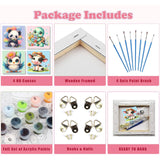 4 Pack Animal Paint by Number for Kids with Wooden Frame, Paint by Numbers for Kids Animals Ages 4-8-12, Easy Panda Sea Turtle Owl Cow DIY Acrylic Oil Painting Kits for Home Wall Decor (8X8 inch) xackcme