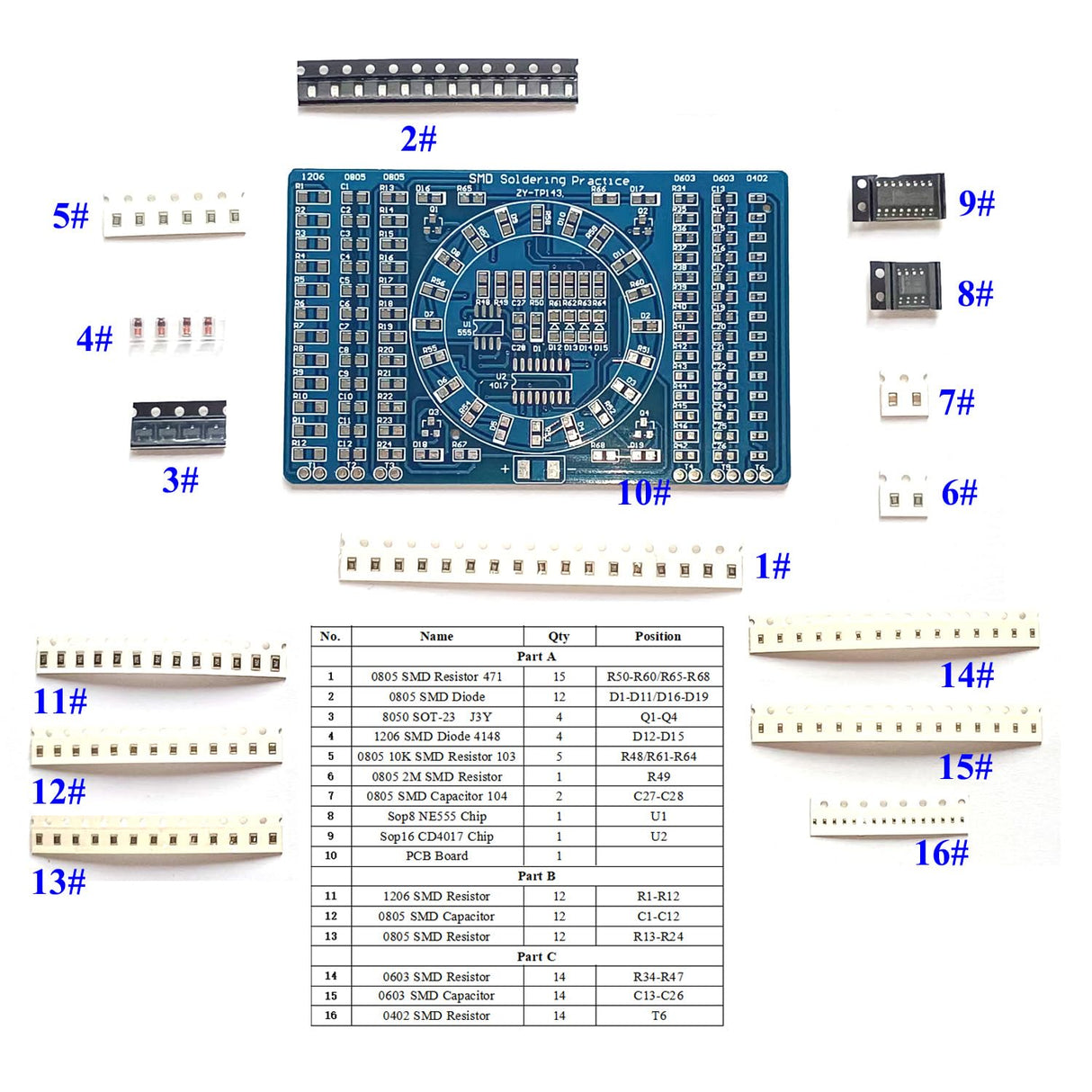 ISolderStore Soldering Practice Kit 4 Kits SMD SMT Kit DIY Electronic DIY Kits Soldering Project Soldering Training Board All in One ISolderStore