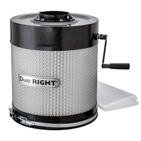 Dust Right 650 CFM Wall Mount Dust Collector 1 Micron – Canister Filter for Portable Dust Collection System – Remote Control Small Dust Collector Shop – Includes Mounting Bracket & Plastic Dust Bag ROCKLER
