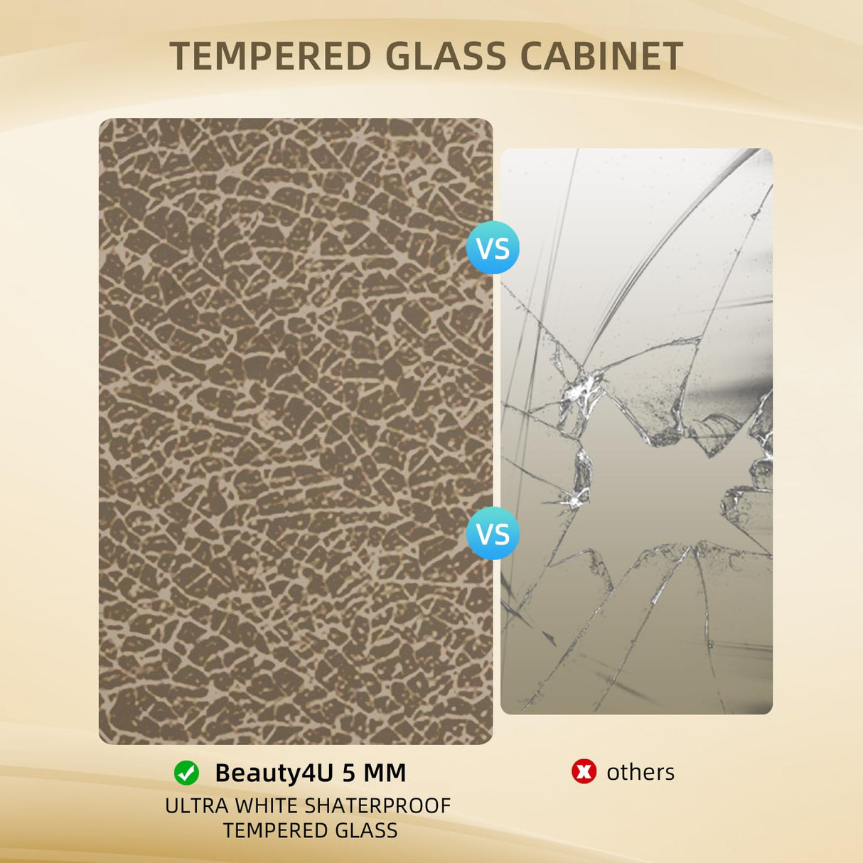 Beauty4U Glass Display Cabinet with 4 Shelves, 2 Doors Curio Cabinets for Living Room, Bedroom, Office, 5mm Brown Tempered Glass Floor Standing Bookshelf, Quick Installation Beauty4U