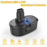 AYTXTG 6.5Ah Lithium Battery Replace for Dewalt 18V XRP Ni-Cad Battery DC9096 DC9098 DC9099 DE9039 DE9095 + DC9310 Fast Charger for Dewalt 7.2V-18V XRP NI-CD NI-MH Battery AYTXTG