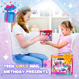 Nail Art Kit for Girls: Kids Nail Polish Set for Girls Toys Ages 8-12 Birthday Presents Gift Nail Set for Girls age 10-12丨Makeup Kit for Girls 10-12 Nail Art Studio RIKONDA